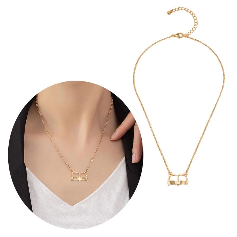 Abschluss-Saison Halskette mit hohlem Buchanhänger Einzigartige und stilvolle Choker-Schlüsselbeinkette Symbolisch und bedeutungsvoll