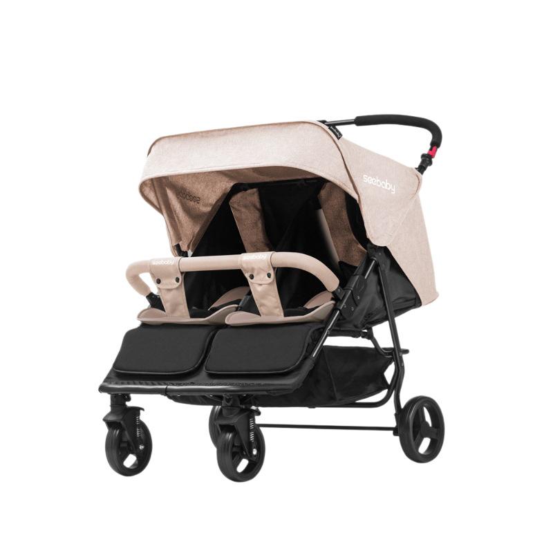 SEEBABY Foldable Sit-Lie Twin Side-by-Side Baby Pushcart