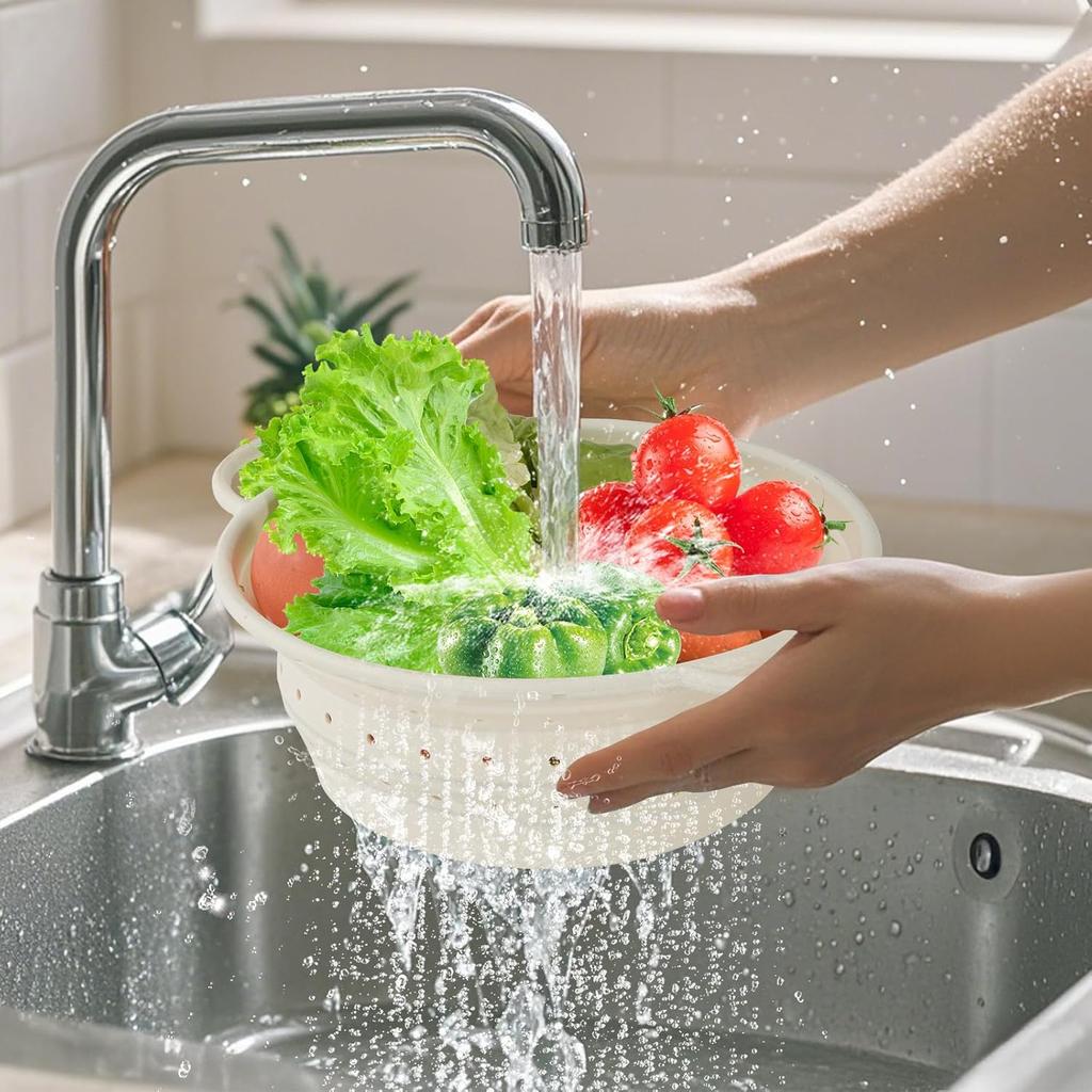 Kkioiome Strainers and Colanders, Silicone Collapsible Sink Collander, 13in, Strainers and Colanders for Kitchen, Large Drainer for Vegetable, Food,