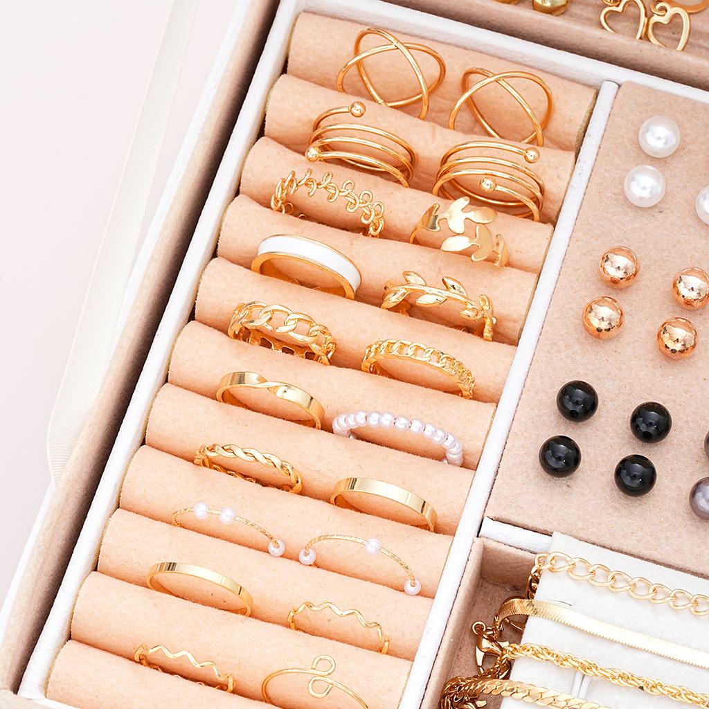 93 Pcs Luxury Middle Eastern Jewelry Set for Women Vintage Boho Butterfly Heart Pearl Floral Pendant Necklace Ring Earrings Gift
