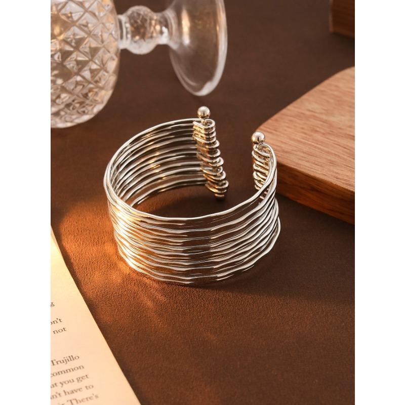 Multi-layer Corrugated C-shaped Opening Bracelet Cool Hip-hop Bracelet Cold Style Bracelet