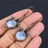 Milky Opal 999 Copper Wire Wrapped Earrings, Handmade Gemstone Earrings Jewelry, Gifts For Wife Brand New Earrings