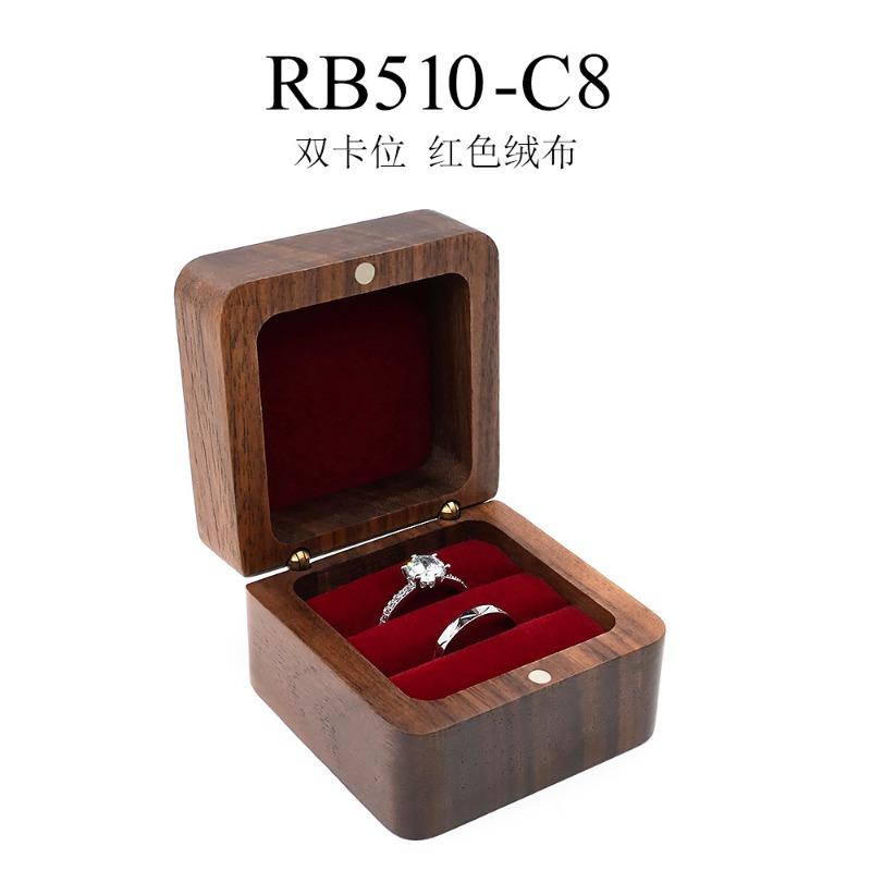 Walnut wood jewelry box - wedding ring box for engagement, diamond ring, valentine's day gift, and storage