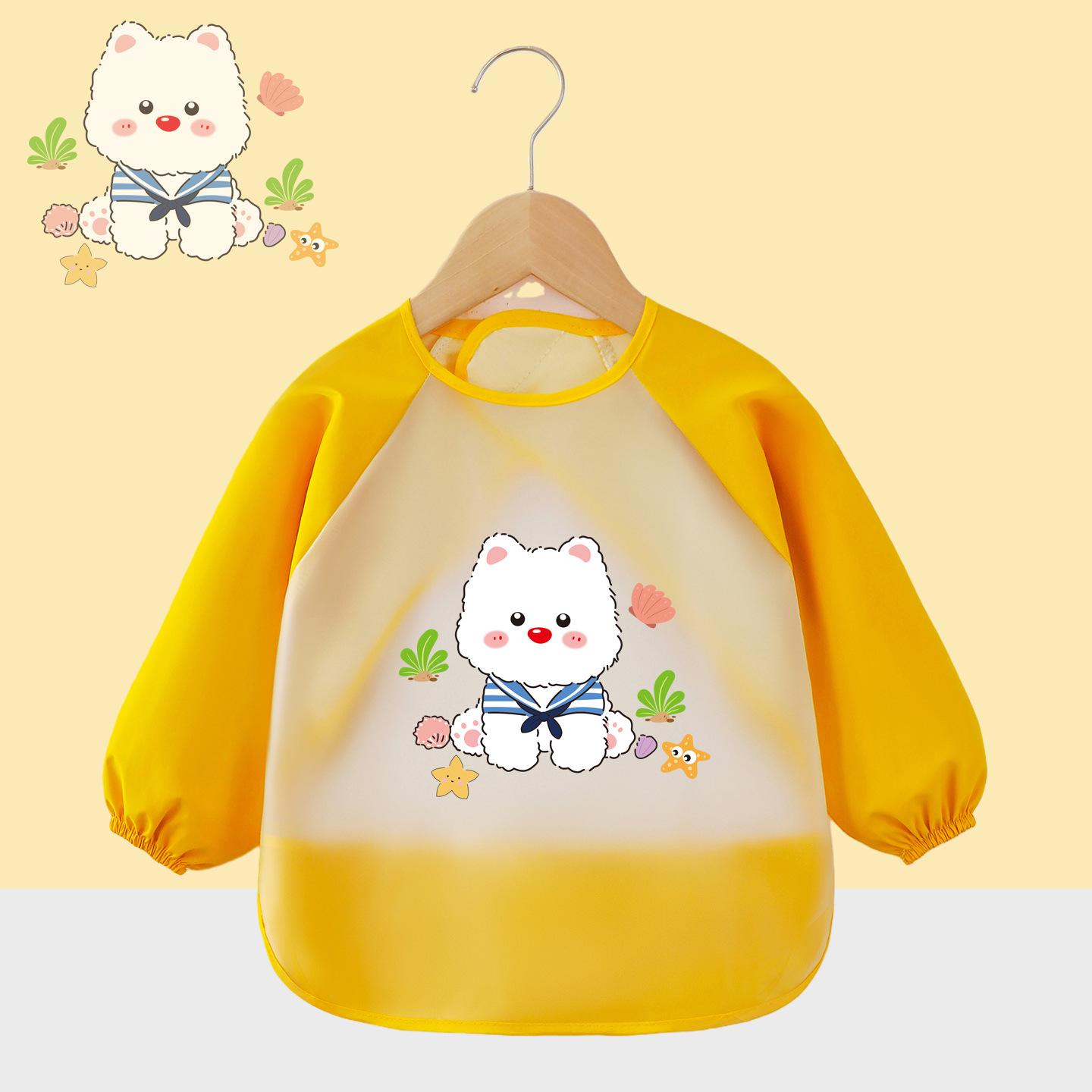 

Waterproof Long Sleeve Baby Bib: Anti-Stain, No-Wash, Reversible Apron for All Seasons 100 (0-1.5 years) - Order a size up for winter