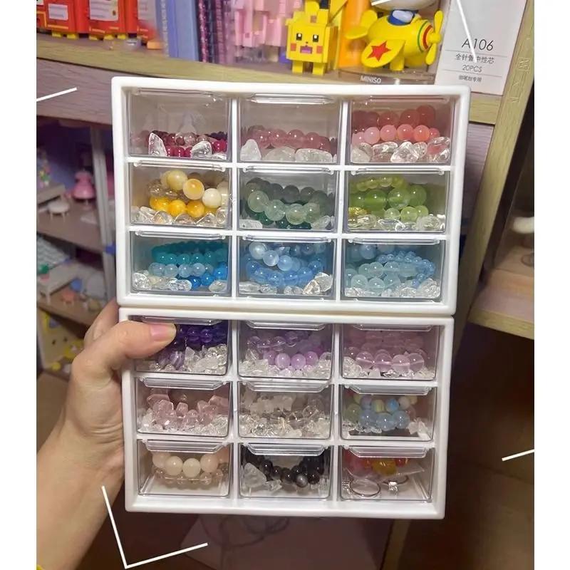 Drawer Storage Box with Adjustable Compartments, Makeup Organizer Small Dividers, Plastic Desktop Cosmetic Container