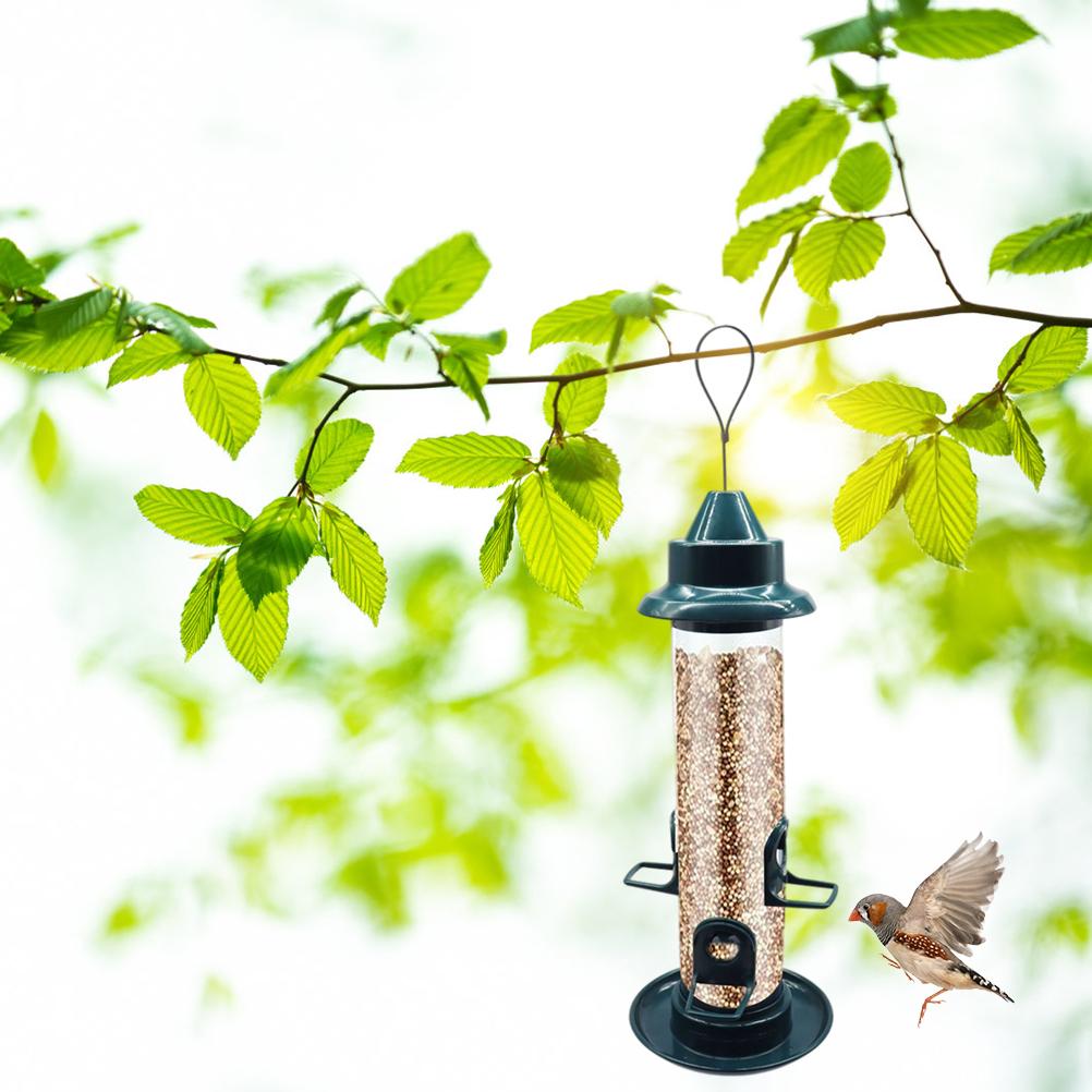 Hanging Bird Feeder 4 Ports Bird Feeders Plastic Tube Bird Feeding Station Bird Feeders for