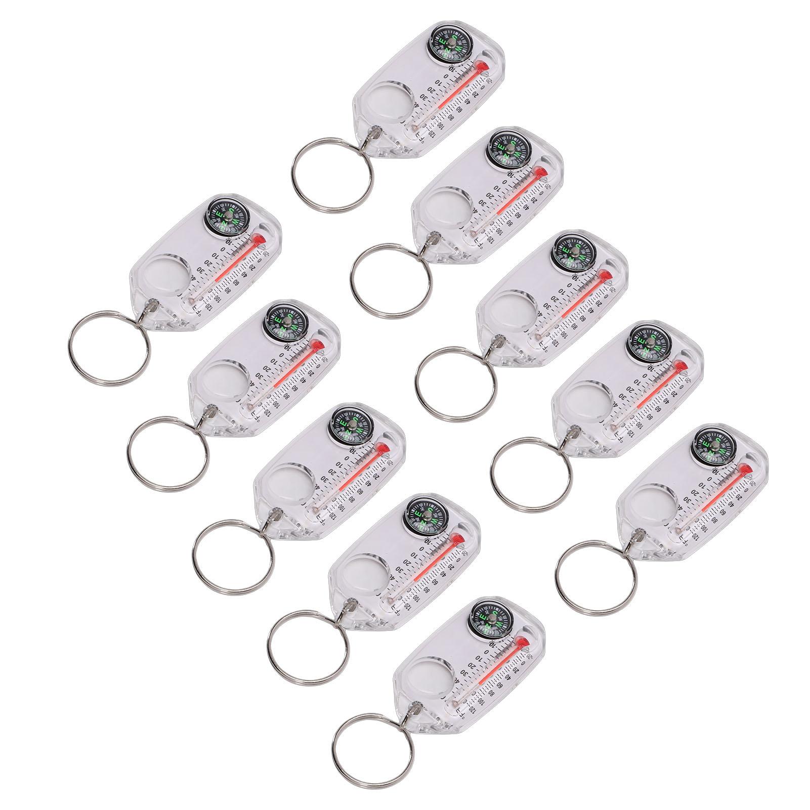 Igeteck Unisex 10Pcs And Thermometers Portable Multifunctional Key Magnifying Glass Thermometer For Hiking Camping
