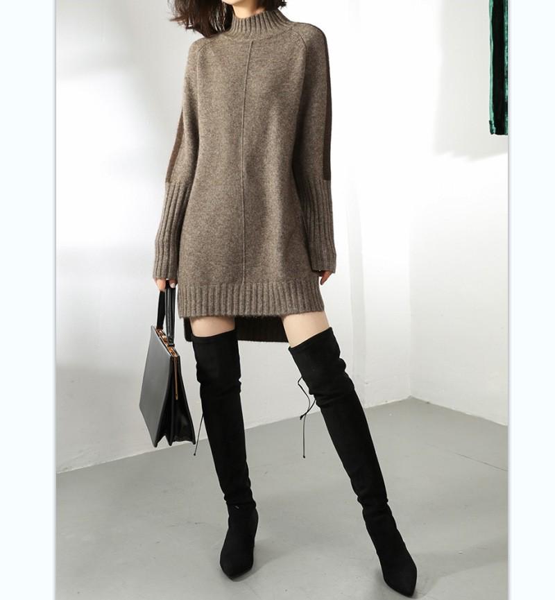 

Women s Mid-Length Color Block Turtleneck Sweater Dress S
