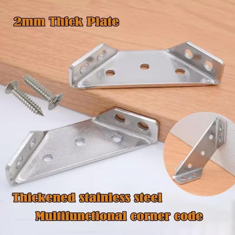 Stainless Steel Corner Brackets with Screws Furniture Corner Connector for Cabinet Angle Support Fixed Metal Brace Fasteners