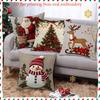 Christmas Cushions with Santa Snowman Deer Tree 2D Flat Printing Polyester Pillowcase, Sofa  Cushion Cov Headboard Pillow