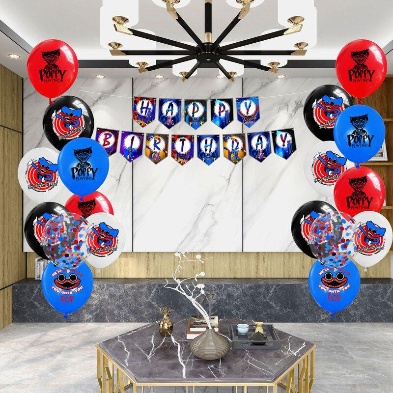 Decorațiuni Premium Set de Baloane și Toppere pentru Tort Petrecere de Ziua de Naștere Poppy Playtime Huggy Wuggy