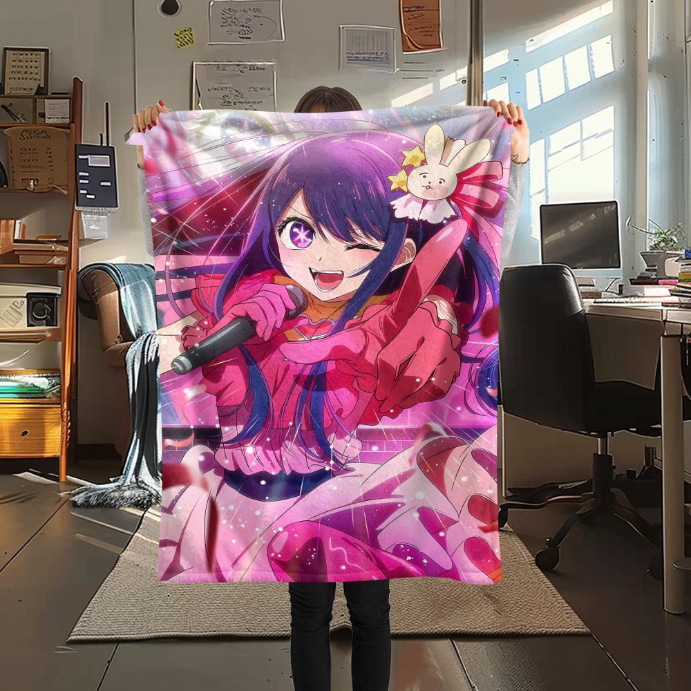 1pz Coperta in Flanella con Stampa Oshi No Ko, Alta Qualità per Tutte le Stagioni, Decorazione per la Casa, Calore e Comfort, Perfetta per Regali di Natale