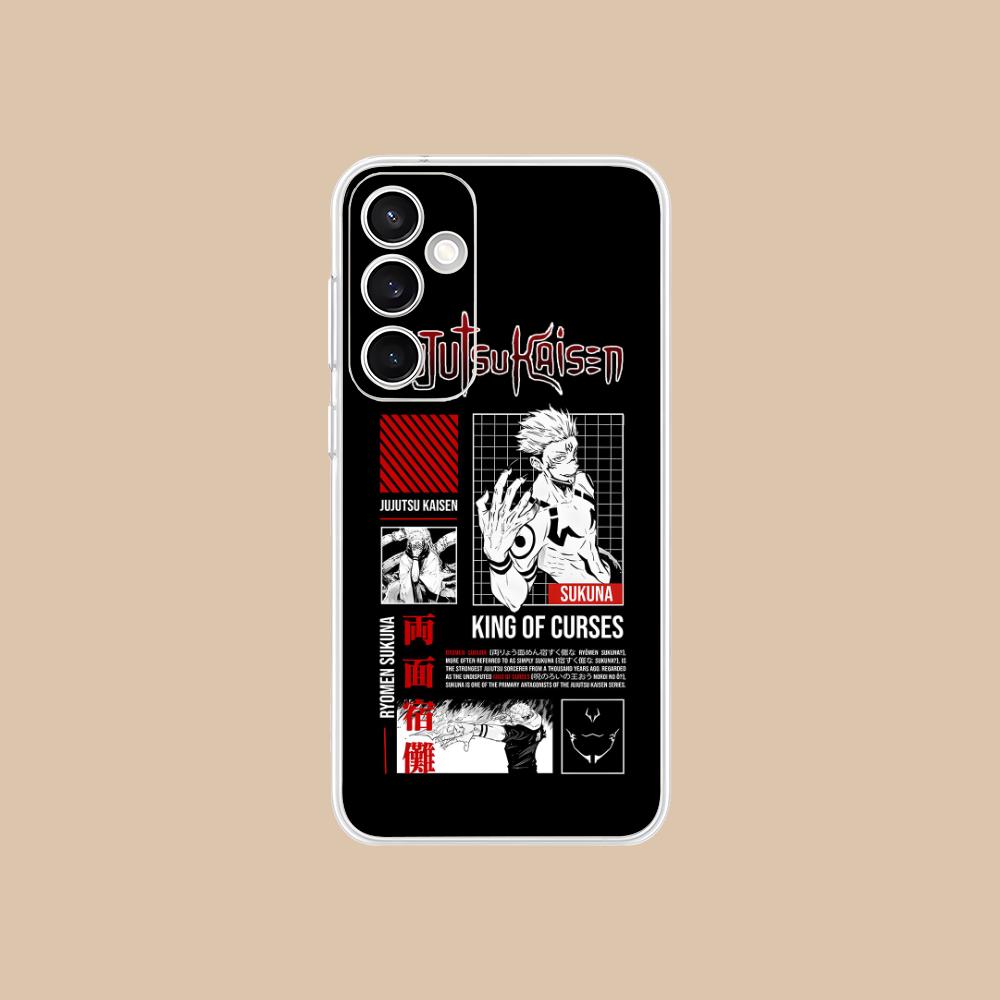 Jujutsu Kaisen Sukuna Mobile Phone Case for Samsung Galaxy S25 S24 S23 S22 S21Plus FE Ultra Clear Colorful Cover Pretty Luxury