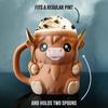 3D Printed Cute Highland Cow Ice Cream Pint Holder Leak-Proof Antifreeze Handle Perfect for Ice Cream Containers Beer Can Sleeve
