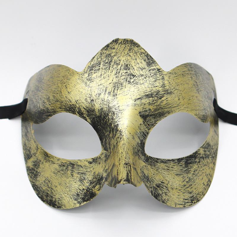 Halloween Horror Ball Party Mask Retro Jazz Flat Head Antique Half Face Bar Cosplay Decoration Props Men and Women Gold Silver