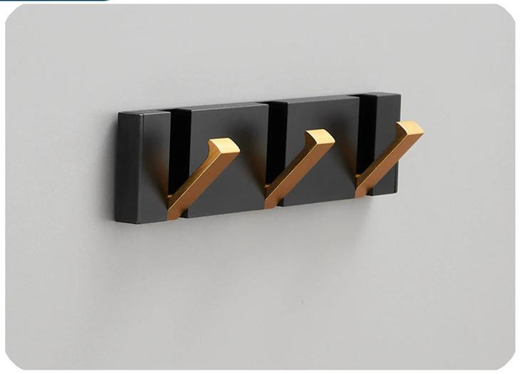 Black Towel Hanger  Robe Hook Folding Clothes Hook Black Gold Clothes Rack Hanger Aluminum Kitchen Hook Door Hanger Wall Mounted