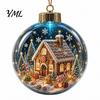 3D Holiday Character Figurines Christmas Faux Crystal Ball Hanging Ornaments with Warm LED Decorative Gift Souvenirs Lights, Luminous Tree Pendant for