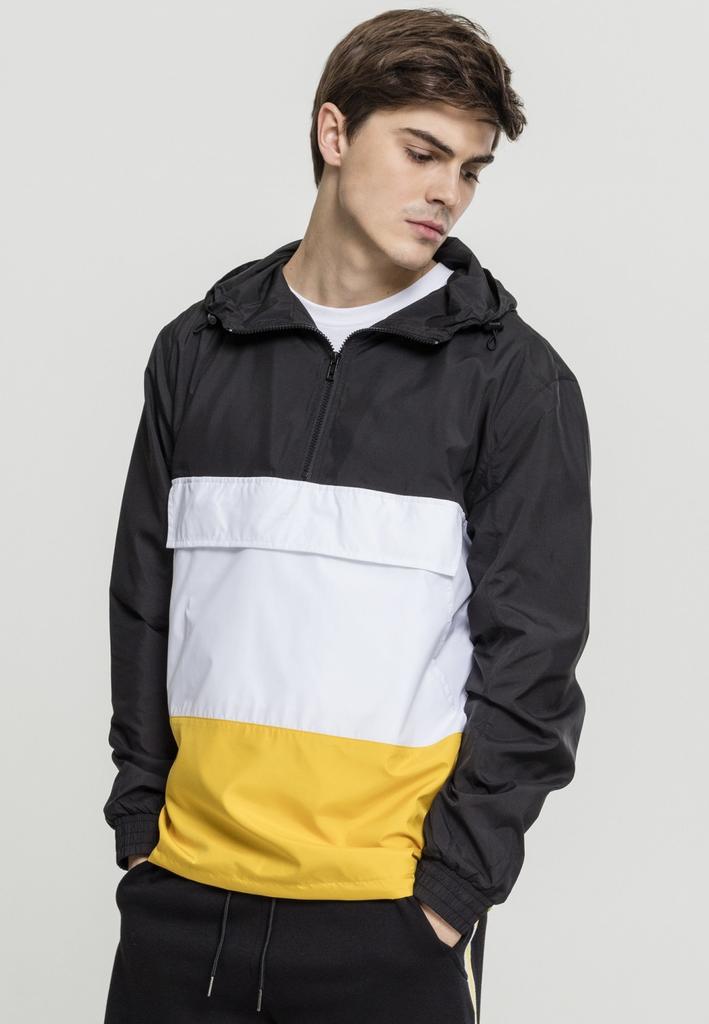 Демисезонная куртка Urban Classics Color Block Pull Over Jacket (TB2101) black/chrome yellow/white