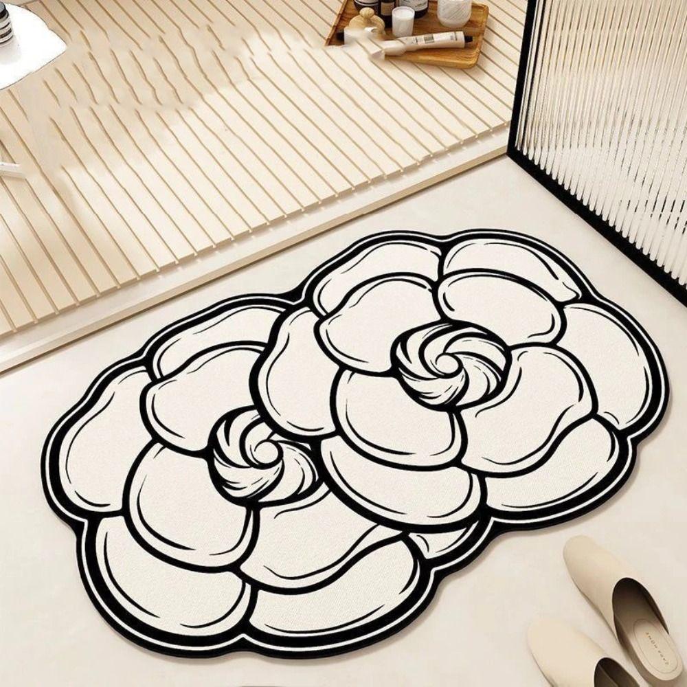 

Non-Slip Flower Pattern Floor Mat Quick Drying Foot Mat Doormat Bathroom Absorbent Mat Bathroom Style 4