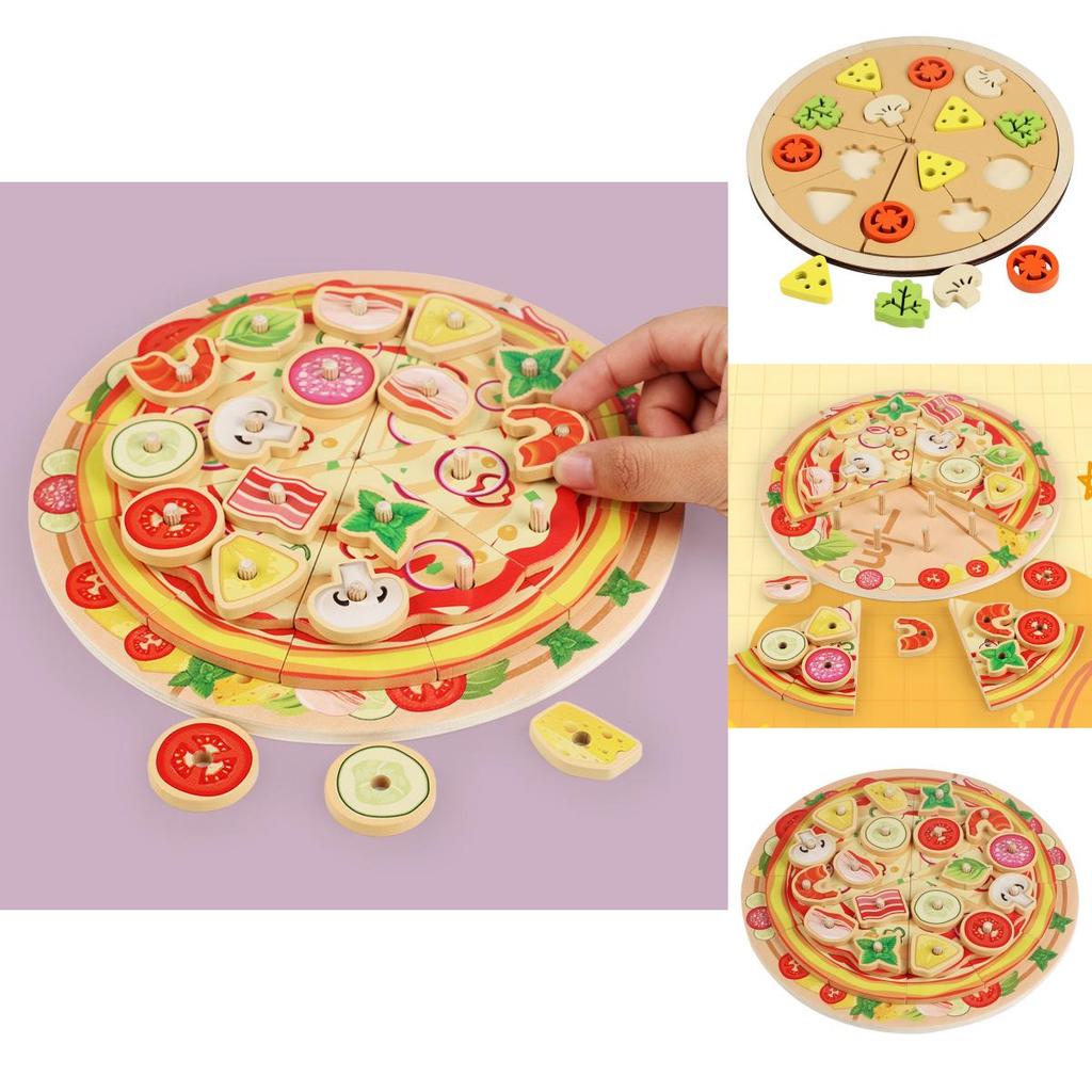 Wooden Simulation Single And Multi Layer Vegetable And Fruit Pizza Children Toy For Imaginative Play And Parentchild Interaction