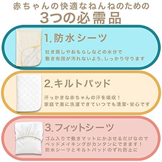 SANDESICA Triple Fit Sheet a prostěradlo pro miminko mini futon x 90 bílý 3v1 nepromokavý, prošívaný, (60 cm) 2204-8888-04