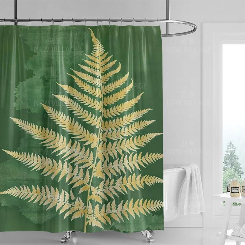 

Minimalist Plant Shower Curtain, Modern Bathroom Toilet Decoration Privacy Curtain 180X180Cm Waterproof Shower Curtain W60H190(CM)-1 Pcs