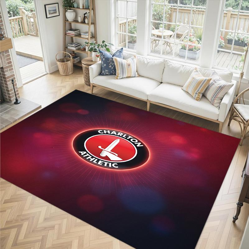 Charlton Athletic FC Design Crystal Velvet Carpet Cozy Non?Slip Printed Rug For Bedroom Living Room Entrance