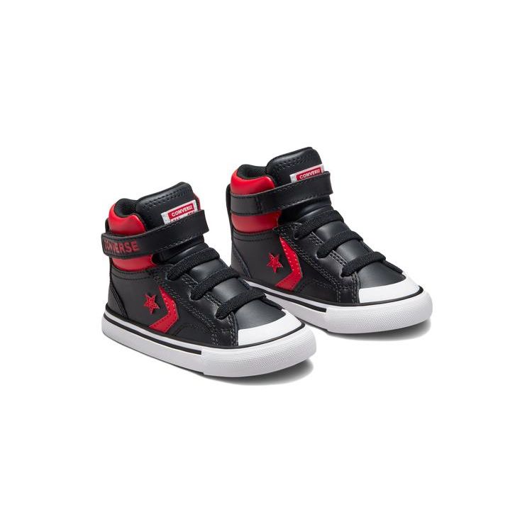 Converse Pro Blaze Strap Varsity Velcro Fleece Casual High-Top Skate Shoes Baby Sneaker Black Red A03228C