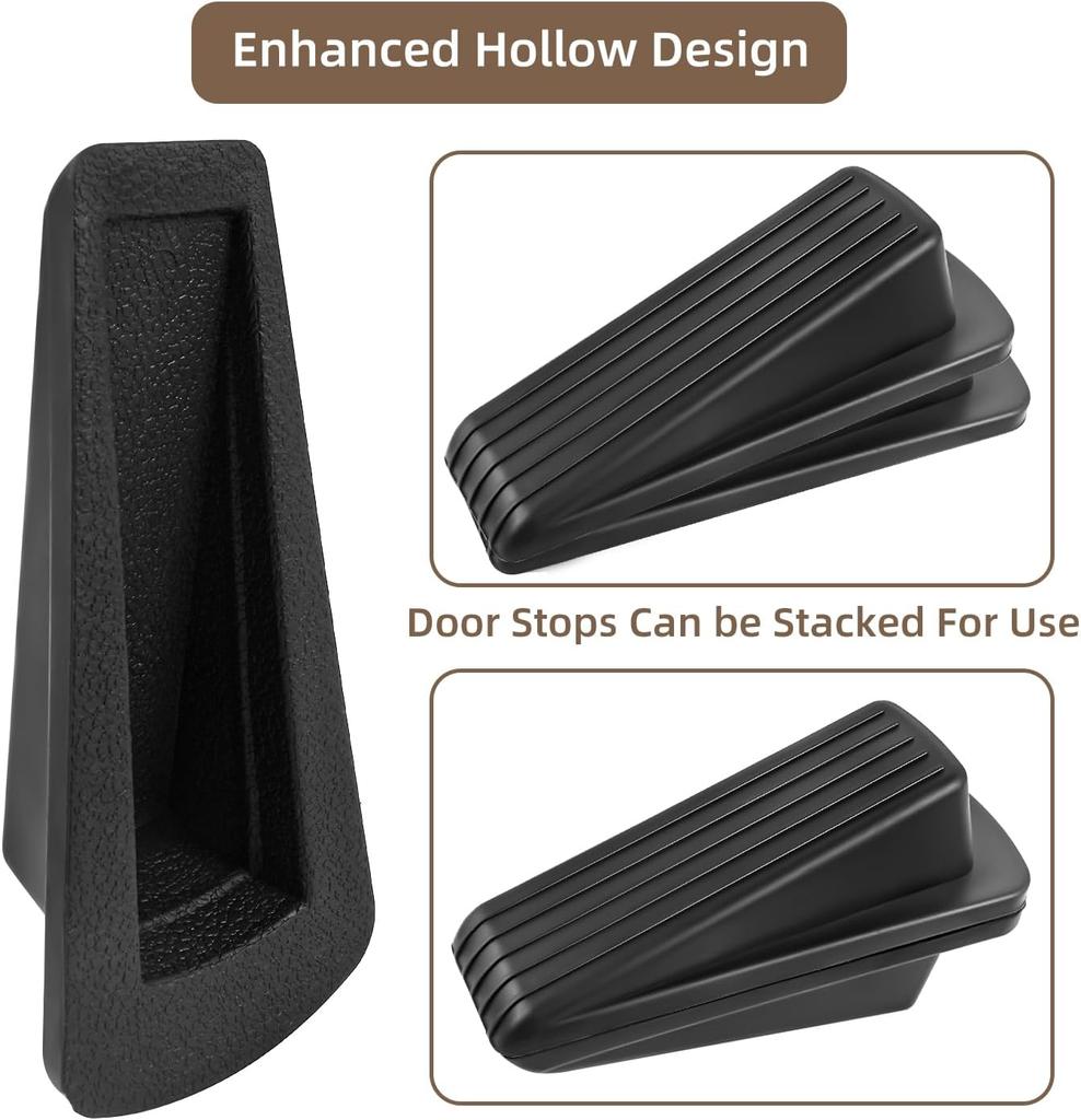 Door Stoppers for Bottom of Door On Floor, Premium Rubber Door Stopper Wedge, Floor Sturdy Stackable Door Stops for Carpet Heavy Duty Door, Door Gaps