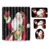Christmas Shower Curtain Floor Mat Combination Four-Piece Set Bathroom Non-Slip Mat Toilet Absorbent Door Mat Carpet