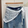 White Lace Bandana Belt Women's Spring and Summer French Retro High-end Triangle Scarf Headwear Tie Hair Headband