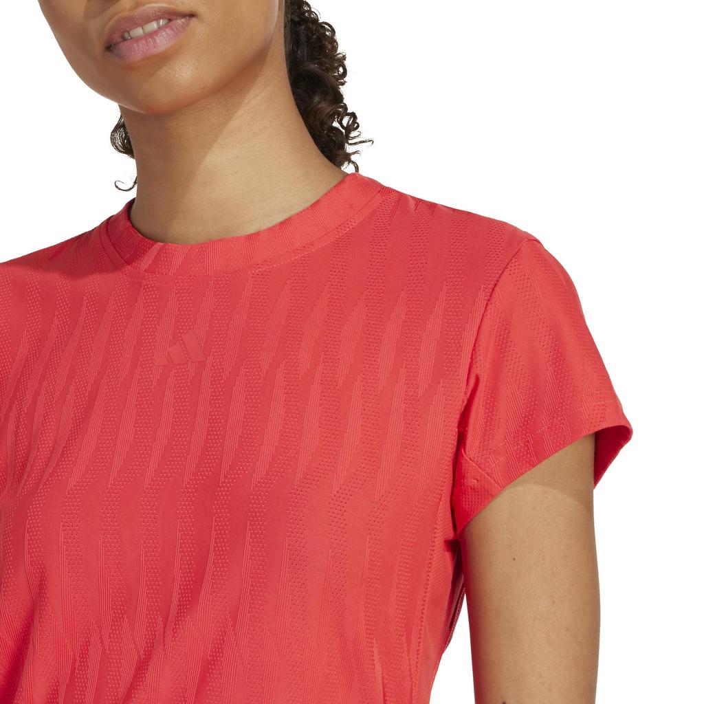 Adidas Freelift Short Sleeve Tennis Red Women's ClimaCool+ T-Shirt, KVG94, Semi-Silent (JD4284)