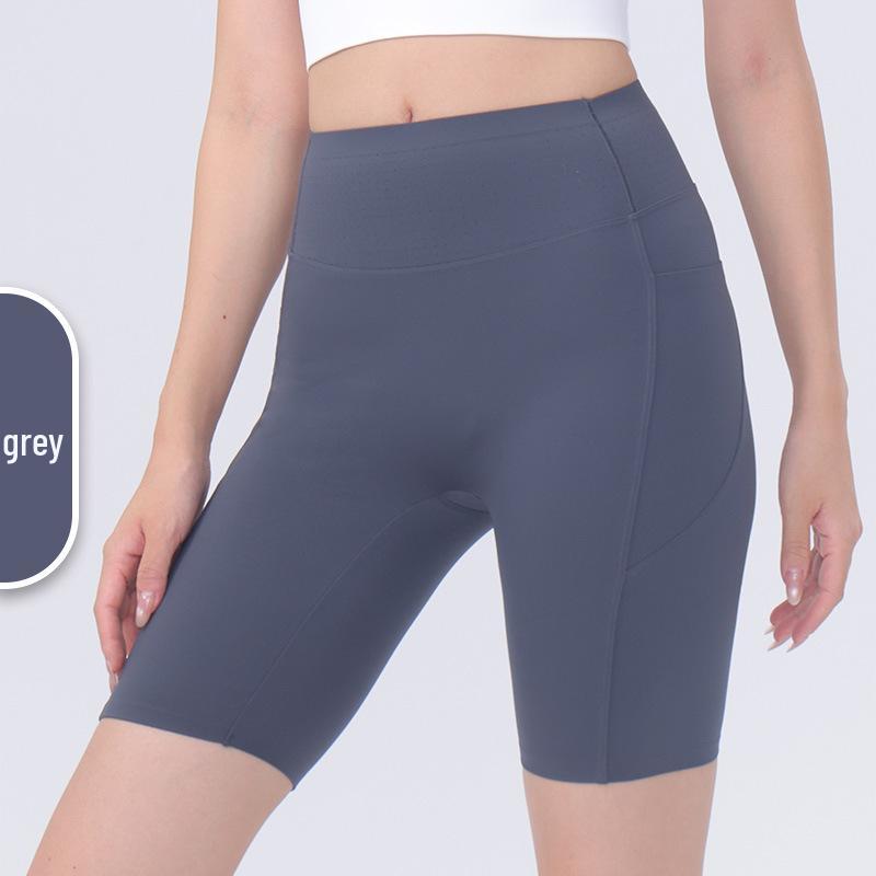 Women's Lightweight Yoga Shorts: Tummy Control, Butt Lifting, Breathable, with Pockets - Perfect for Cycling and Sports.