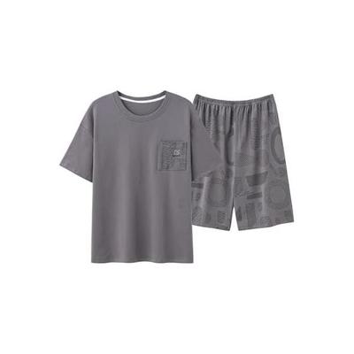 [CHUJNX] Pajamas, Men's, Summer, Room Wear, 100% Cotton, Loungewear, Short Sleeves, Sleepwear, Top and Bottom Set, Sleepwear, Nightwear, Shorts,