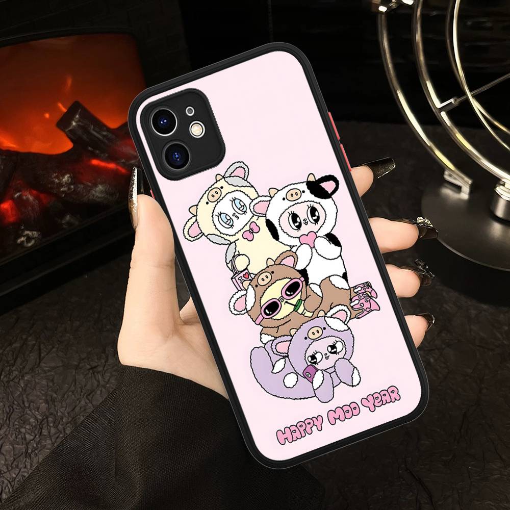 Cute Cartoon Esthers Bunny For IPhone 15 16 Pro Max 11 12 13 14 XS XR X Plus 16E Matte Translucent Phone Cover