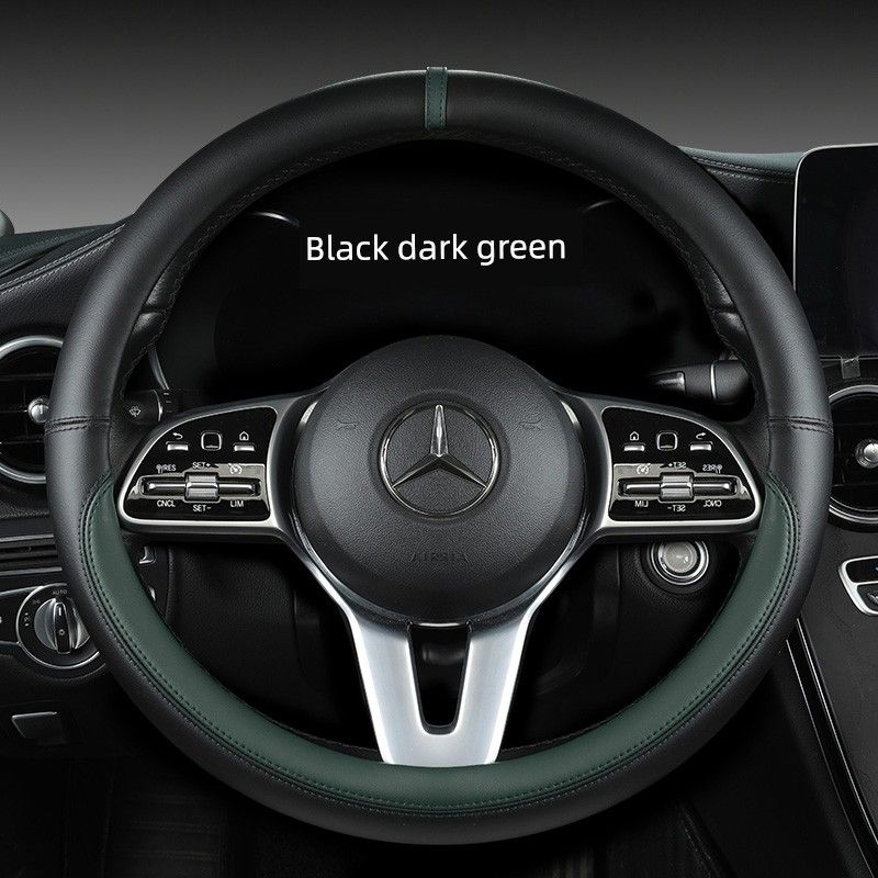 New Car Steering Wheel Cover All Year Round Neutral Fashion Color Contrast Non Slip Abrasion Resistant Napa Leather Car Steering Wheel Cover