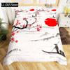 Chinese Traditional Painting Bedding Set Pink Plum Blossom Comforter Cover Set Full Size for Adults Teens Bedroom Decor 3pcs