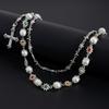 Exquisite Luxury Cross Pendant Imitation Pearl Pants Chain For Men Punk Trousers Chain Hip Hop Jeans Chain Clothing Accessories