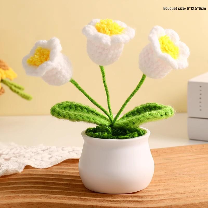 Handgefertigte Sonnenblumen-Schreibtischdekoration - Gewebtes Blumenstrauß-Geschenk für Schüler & Mädchen