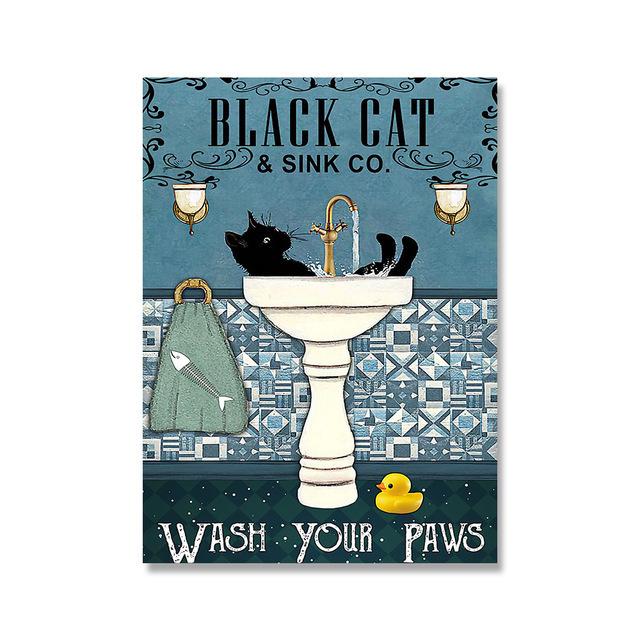 Cartoon Funny Cat Posters And Prints Vintage Canvas Painting Wall Art Pictures For Living Room Kitchen Wine Cuadros Home Decor