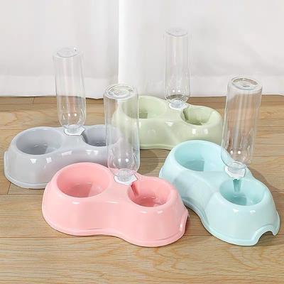 MILIFUN Double Gamelles pour Chiens - Ensemble Gamelle d'Eau et de Nourriture, Ensemble Gamelle d'Eau et de Nourriture Inclinée à 15° avec Bouteille Distributeur d'Eau Automatique pour Petit