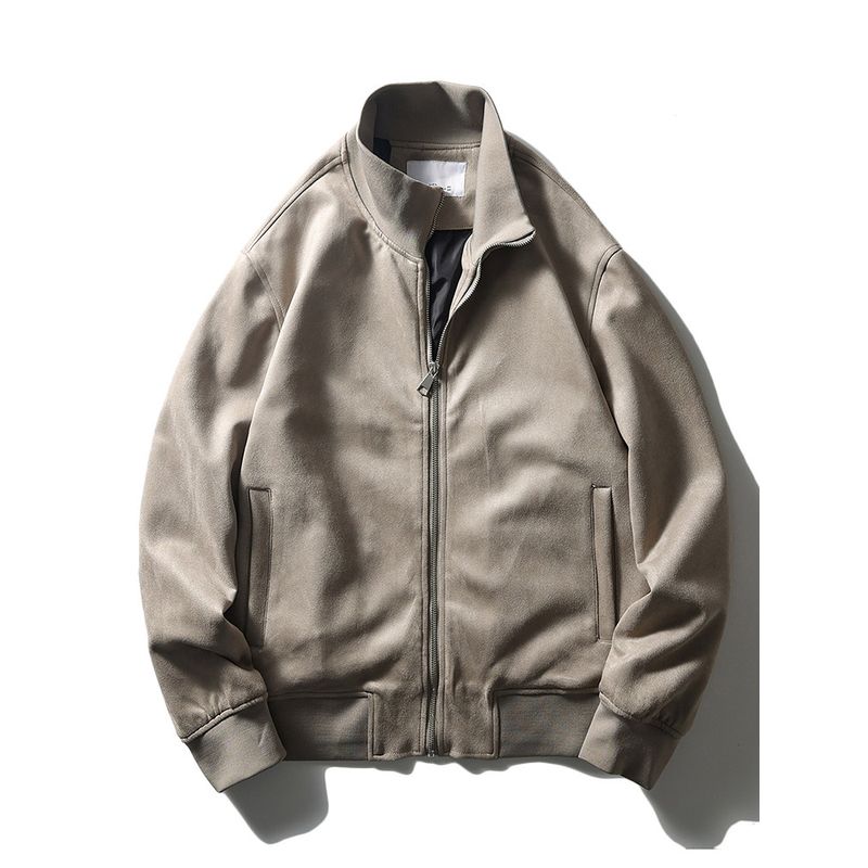 American Retro Suede Outwear Men Spring and Autumn 2024 New Arrival Stand Collar Jacket Export Export Men s Clothing Tops Khaki S