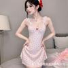 Sex Underwear Sexy Suspenders Summer Thin Ice Silk V-neck Lace Edge Vest Dress with Chest Pad Pure Desire Home Dress