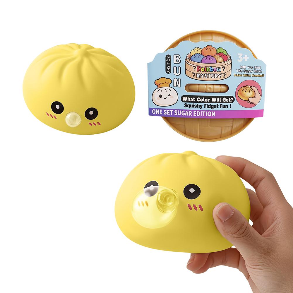 Bola de Compresión de Bollo al Vapor Rebotante Juguetes de Pellizcar Dumpling de Silicona Suave Soplar Burbujas Blandos Alivio del Estrés Misterio Caja Sorpresa Regalos