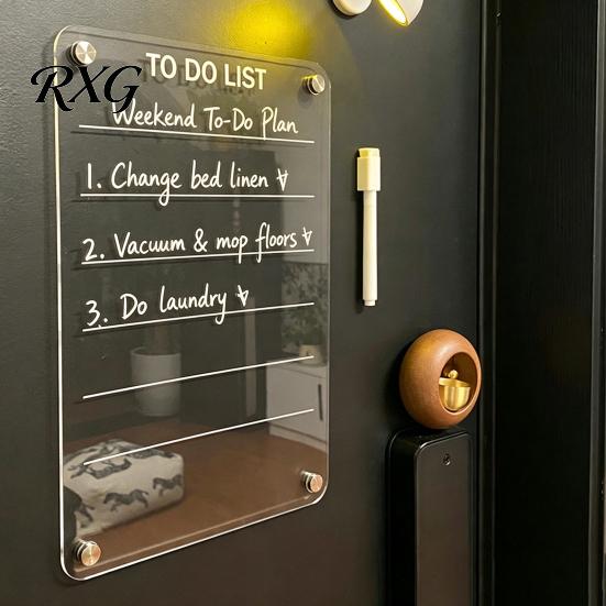 Magnetic Fridge Shopping List 12''x8'' Acrylic Planning Board, Clear Weekly Meal Planner, Refrigerator Calendar Dry Erase Noteboard with Marker