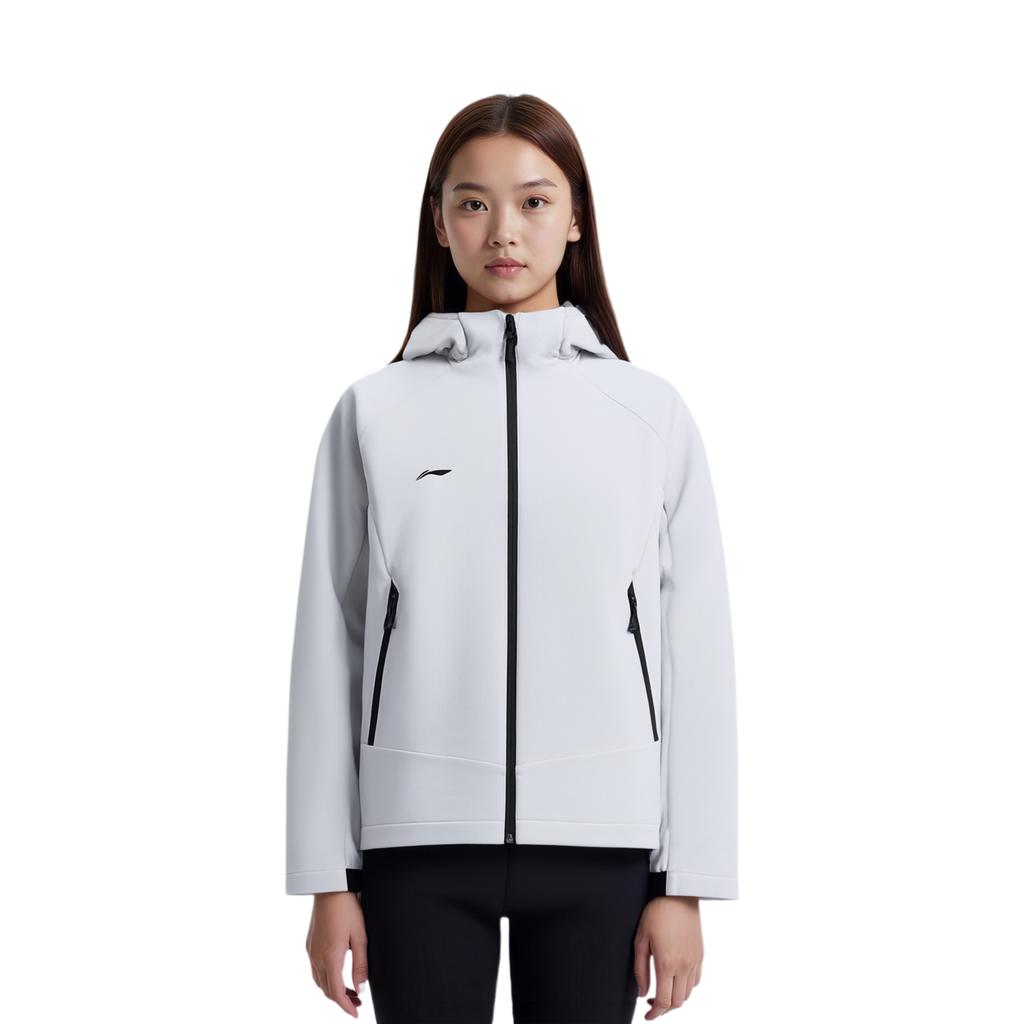 Li Ning Trench Coats Women's Calm Gray Hooded Moderate Other AFDVF92-7