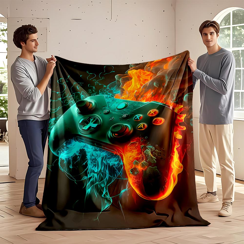 "Fire and Ice Game Controller Design Blanket" Flannel Blanket for Bedroom, Living Room, Sofa, and Nap Sofas.