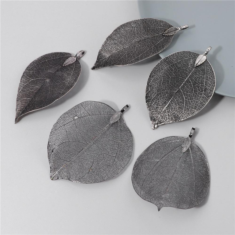 5pcs Fashion New Leaves Metal Pendants Unique Sweater Leaf Vein Pendant DIY Necklace Earring Accessory Fine Jewelry Handmade