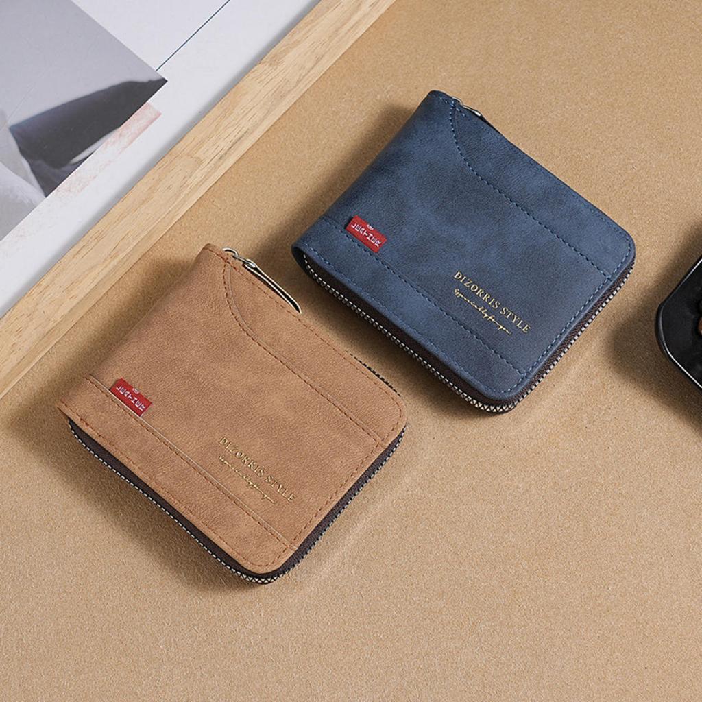 Large Capacity Men Wallets Short Card Bags Zipper Male Coin Purses Classic Vintage Card Holder Men's Wallet