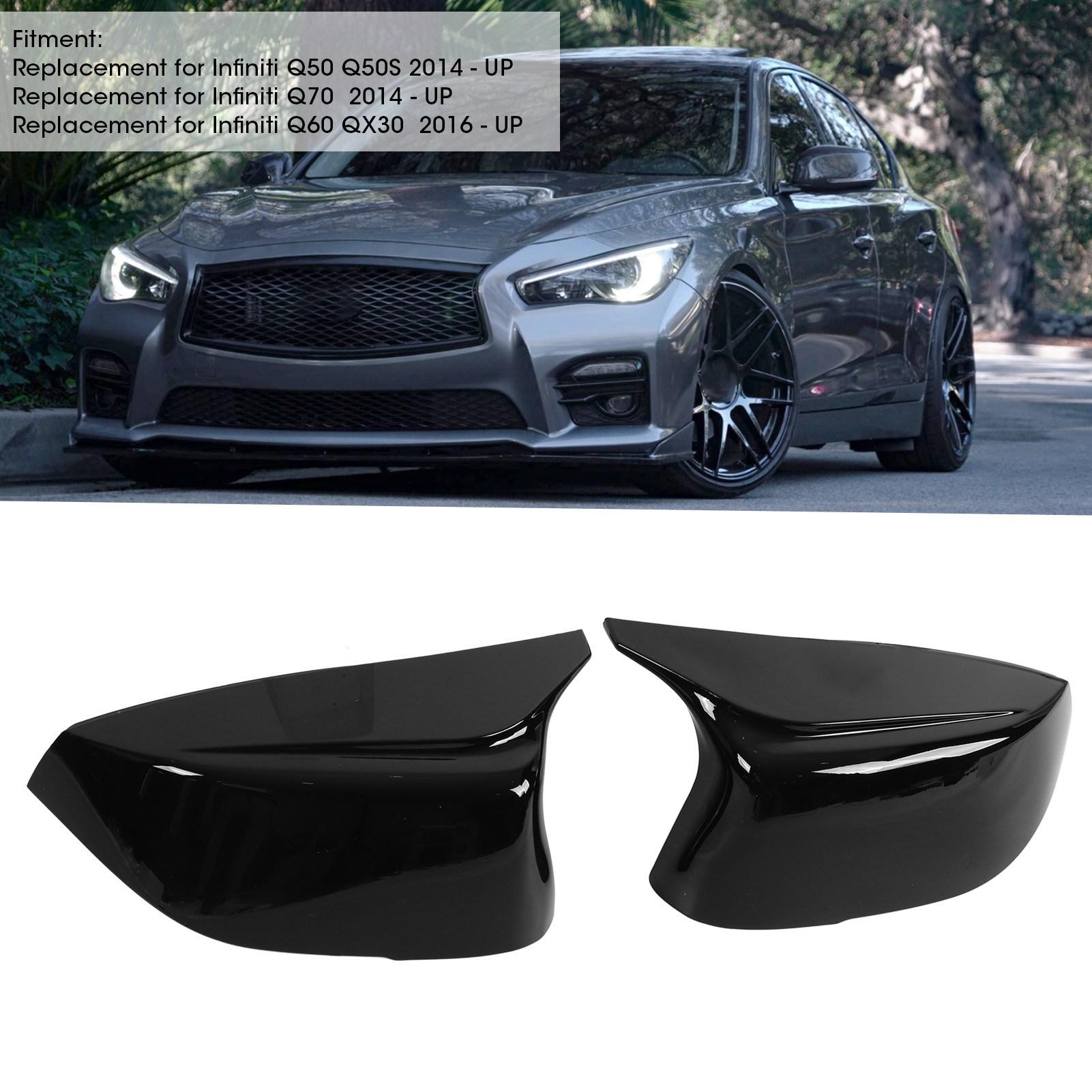 2 szt. Osłony lusterek bocznych tylnych czarne błyszczące ABS Zamiennik dla Infiniti Q50 Q50S 2014+ gray